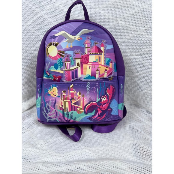 Loungefly Handbags - Loungefly Disney Little Mermaid Mini Backpack Purple Ariel Eric Castle Excellent